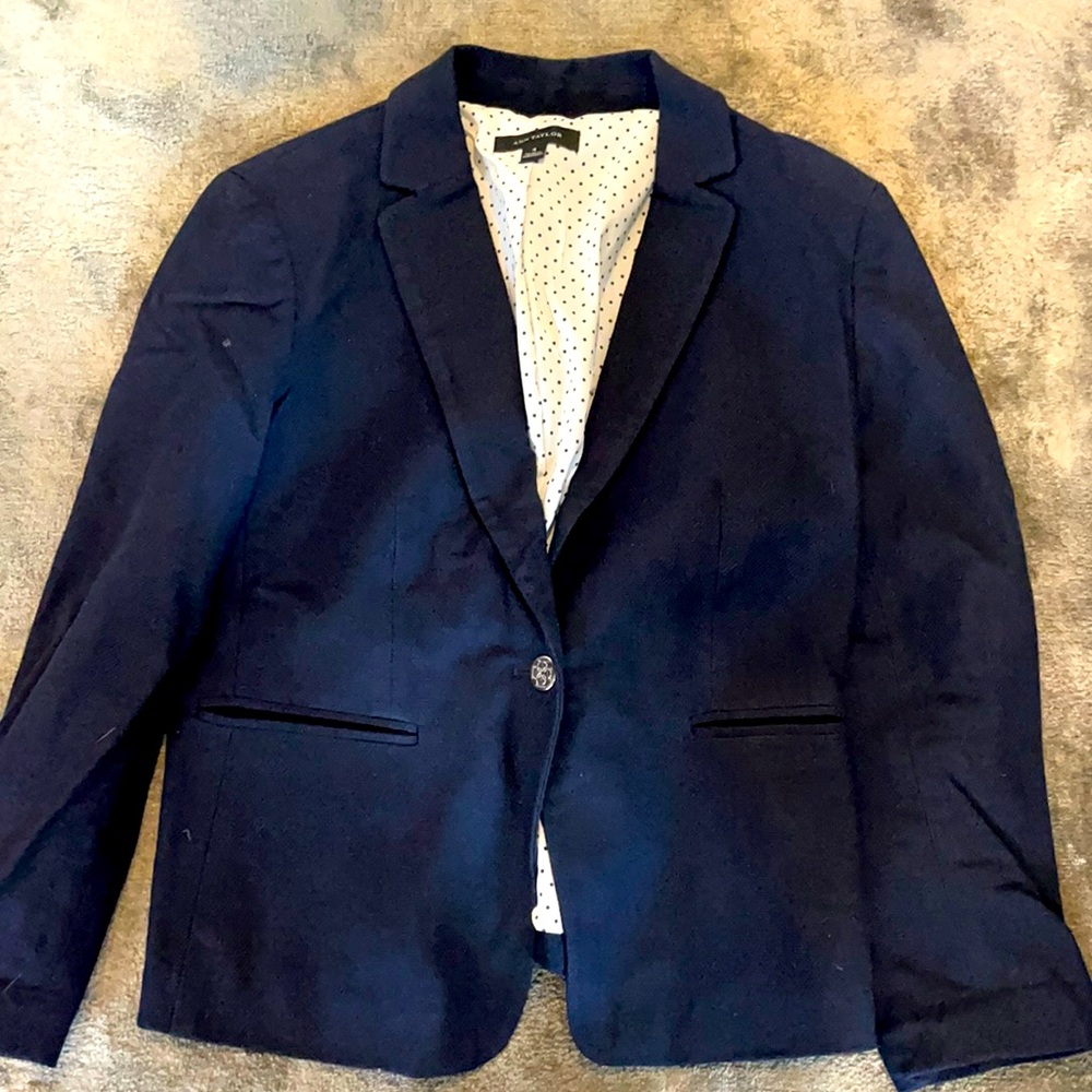 Ann Taylor textured navy blazer